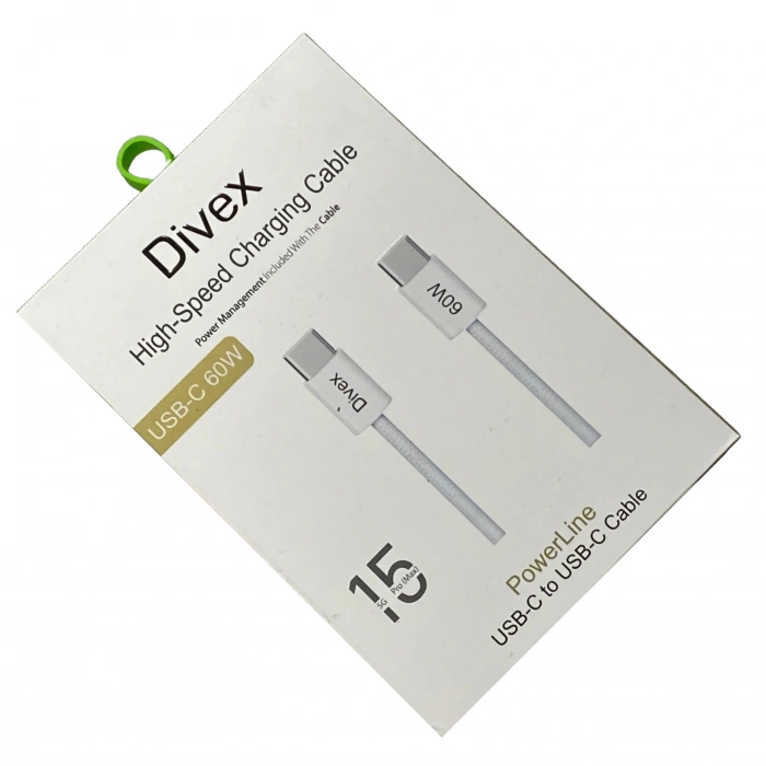 Divex 60W Yüksek Hızlı Type-C (USB-C) Şarj ve Data Kablosu DC-206