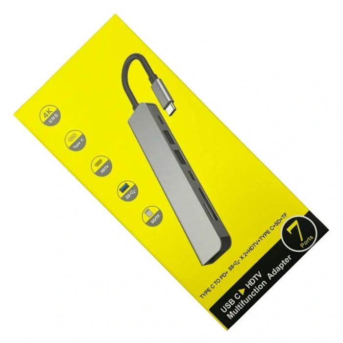 Divex 7 in 1 Type-C Girişli 7 Farklı Çıkışlı USB Çoklayıcı Splitter DX-06