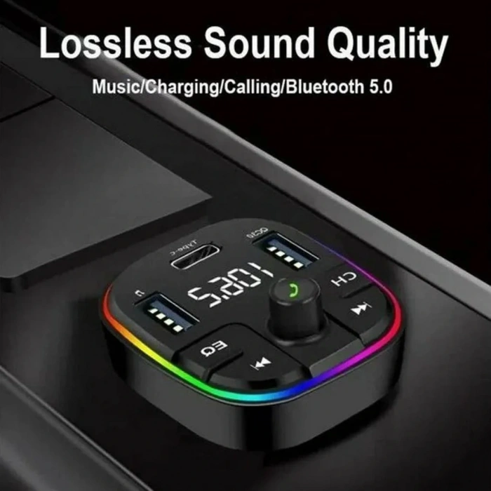 Divex Araç Fm Transmitter Bluetooth 3xUSB - Type-C - SD Kart Çakmaklık Girişli DT-604