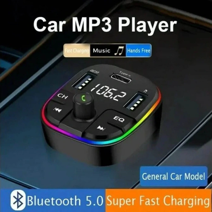 Divex Araç Fm Transmitter Bluetooth 3xUSB - Type-C - SD Kart Çakmaklık Girişli DT-604