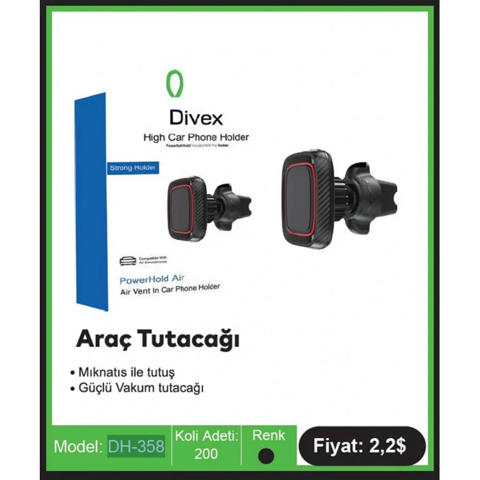 Divex Araç İçi Hava Izgarası Kıskaçlı Mıknatıslı Telefon Tutacağı DH-358