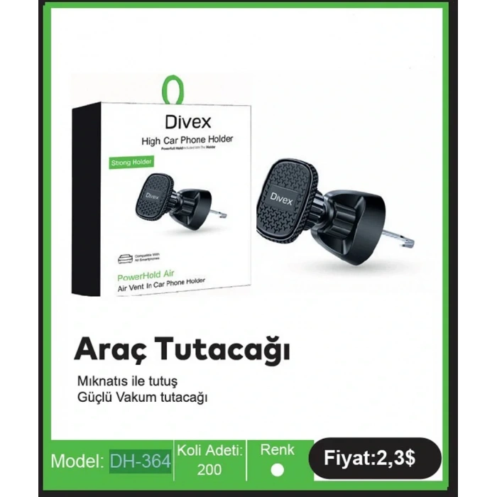Divex Araç İçi Hava Izgarası Mıknatıslı Telefon Tutacağı DH-364