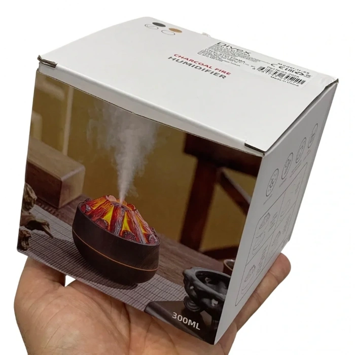 Divex Kömür Ateşi Görünümlü Hava Nemlendirici Charcoal Fire Humidifier Siyah H-55