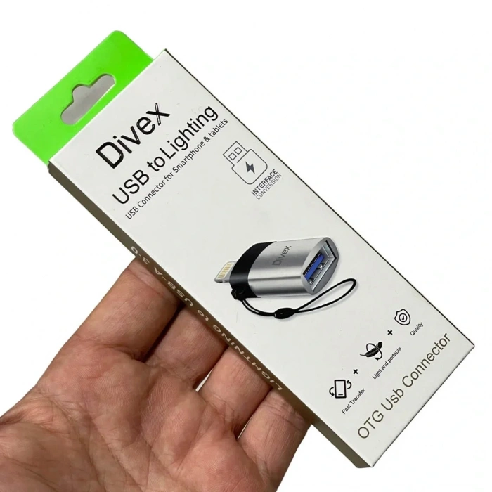 Divex Lightning to USB Dönüştürücü OTG Çevirici Adaptör Gri DO-173