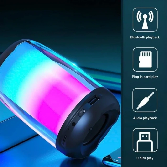 Divex Pluse 4 Mini Taşınabilir RGB Ledli Siyah Bluetooth Hoparlör DM-90