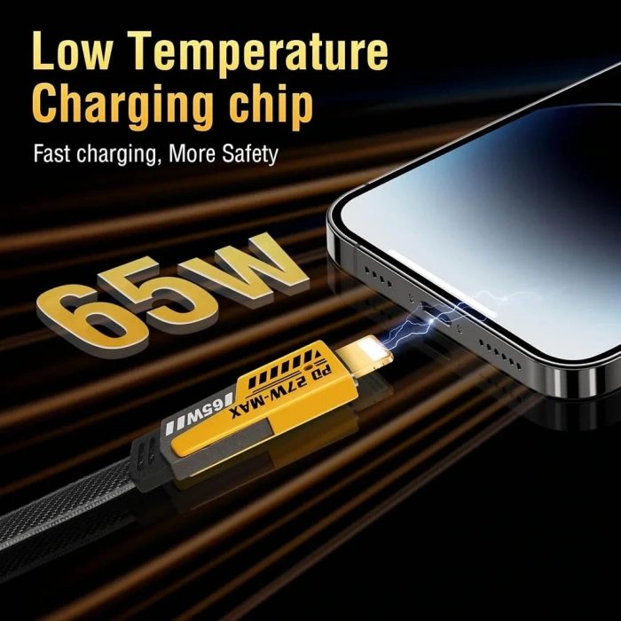 Divex TC-USB to TC-Lightning 65W/PD27W Şarj ve Veri Aktarım Kablosu DC-220
