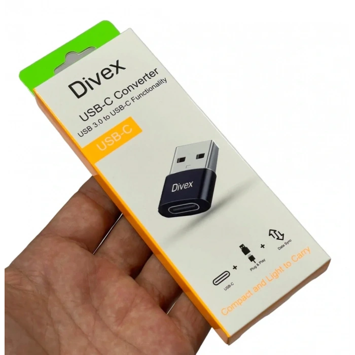 Divex Type-C Dişi USB3.0 Erkek OTG Adaptör Çevirici Siyah DC-178