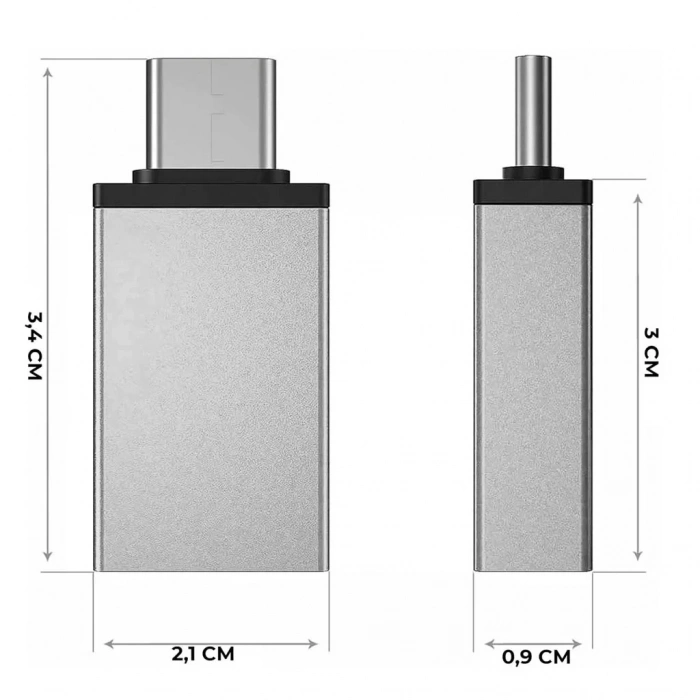 Divex Type-C Erkek USB3.0 Dişi Adaptör Çevirici Gri DO-182