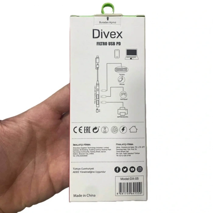 Divex Type-C + USB Girişli 4 Port USB Çoklayıcı USB+Type-C Splitter DX-05