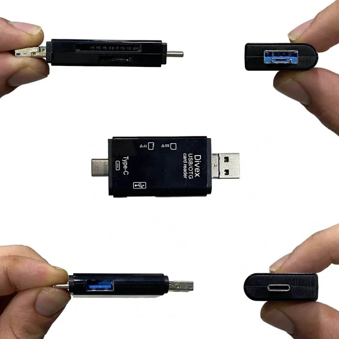 Divex USB3.0 - Type-C - Micro USB Girişli SD-Micro-SD Kart Okuyucu OTG Card Reader