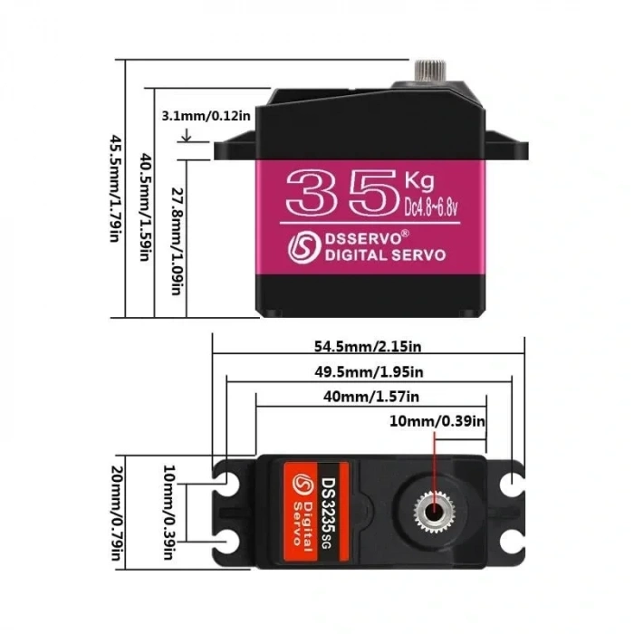 DSSERVO DS3235 35kg Servo Motor - 180 Derece - Su