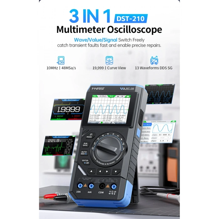 DST-210 3ü 1 Arada El Tipi Osiloskop + Multimetre + Sinyal Jeneratörü