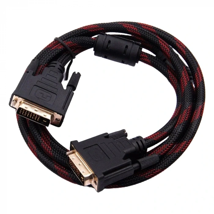 DVI-D Kablo Erkek Erkek (24+1) Örgü Korumalı Kablo 1.4m