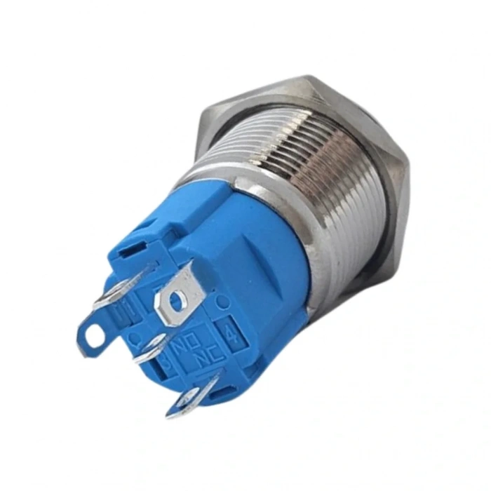 E20 16mm Metal Buton Kalıcılı 12-24V Yeşil Led 1No/1NC 