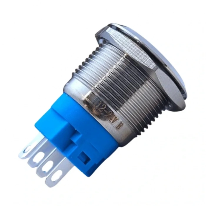 E3 19mm Metal Buton Kalıcılı 12-24V Yeşil Led 1No/1NC