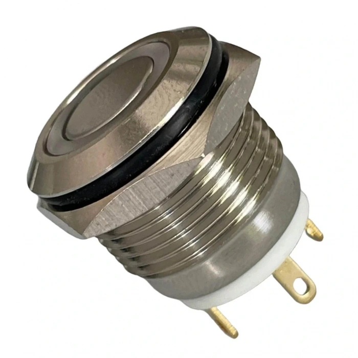 E34 16mm Metal Buton Yaylı 12-24V Kırmızı Led Işıklı 1NO