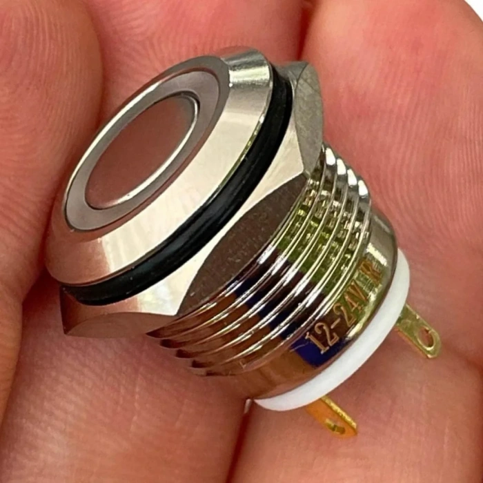 E34 16mm Metal Buton Yaylı 12-24V Kırmızı Led Işıklı 1NO