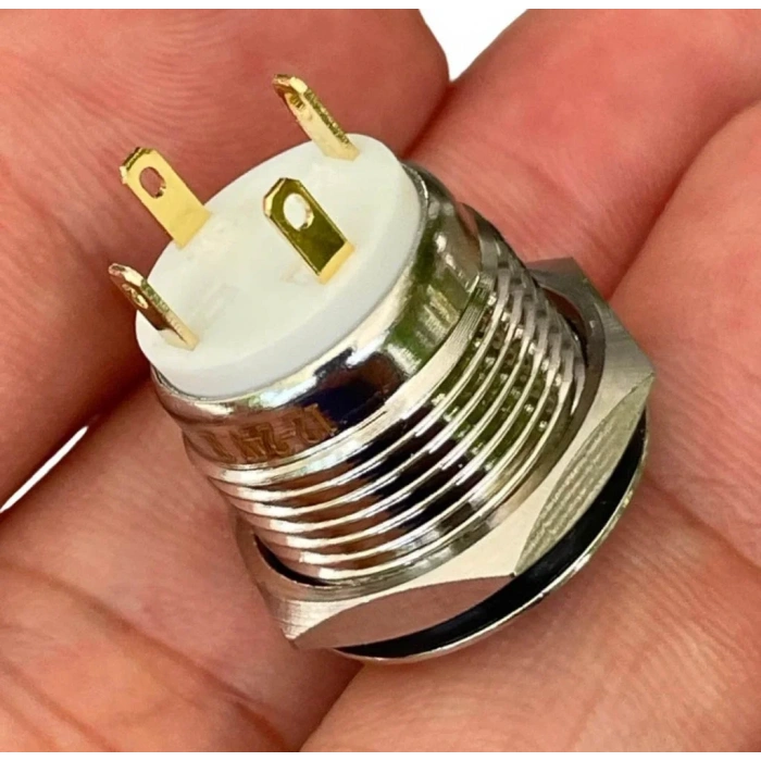 E34 16mm Metal Buton Yaylı 12-24V Kırmızı Led Işıklı 1NO