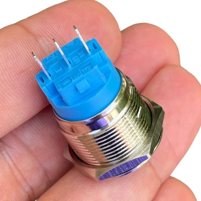 E65 19mm Metal Kalıcılı Buton Düz Kafa Ledsiz 1NO/1NC