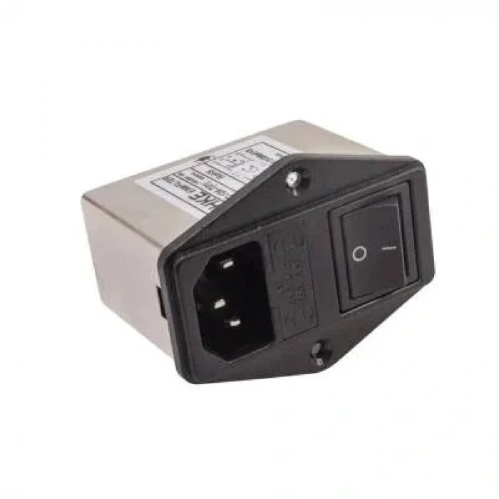 EMI Filtre 10A Anahtarlı Erkek Power Soketi - Sigorta Yuvalı
