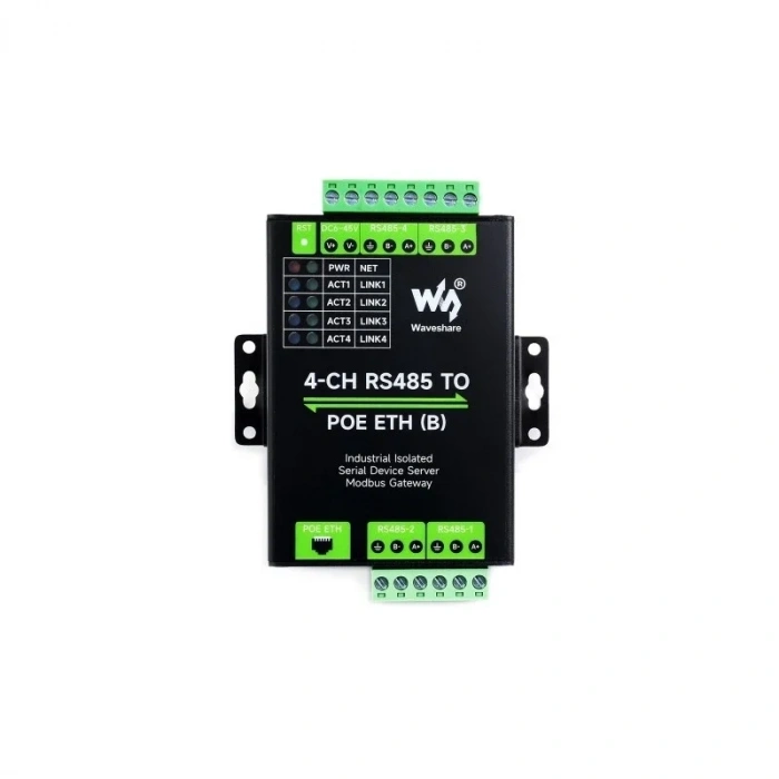 Endüstriyel 4 Kanal RS485 - RJ45 Ethernet Modülü - PoE Ethernet Port (B)