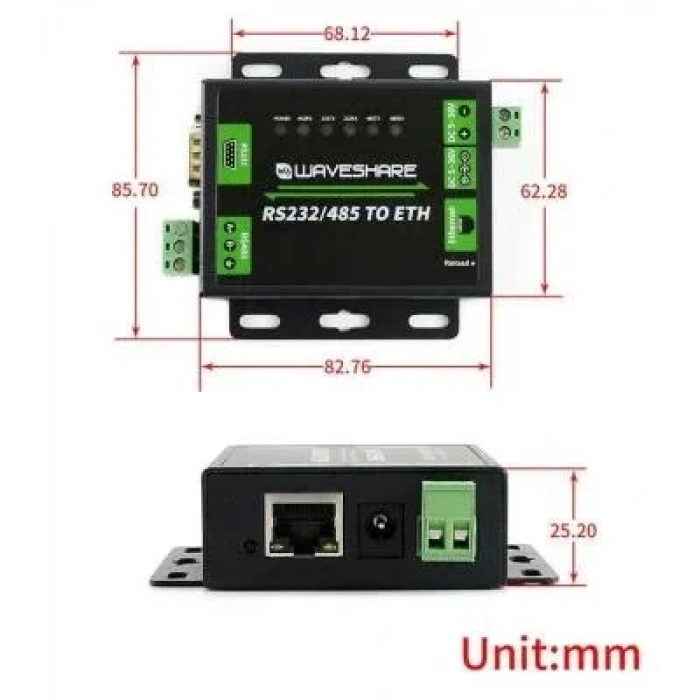 Endüstriyel RS232/RS485 - Ethernet Dönüştürücü