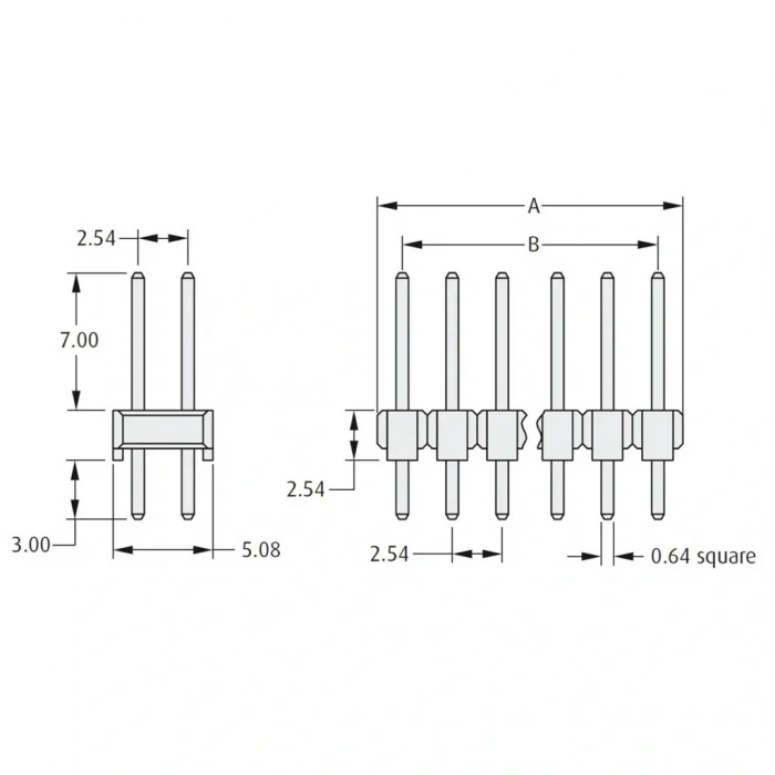 Erkek Pin Header 2x3 Pin (6Pin) 12 mm 2.54mm 2x3 180° İki Sıra