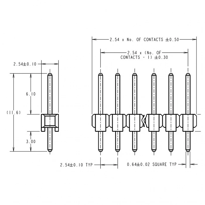 Erkek Pin Header 3 Pin 12mm 2.54mm 1x3 180° Tek Sıra