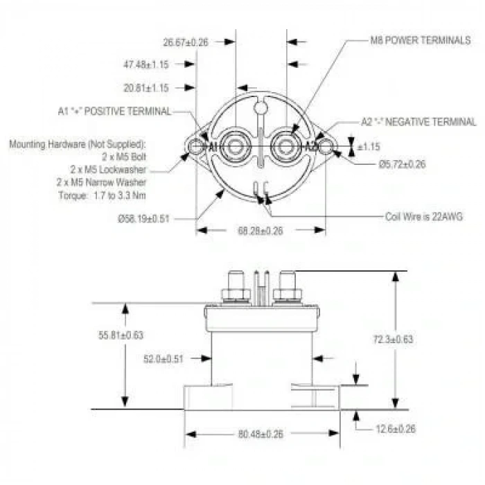 EVC500 12-24V Yüksek Gerilim Rölesi - Kontaktör P/N 2098190-1