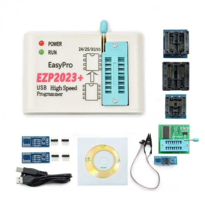 EZP2023+ EEPROM Bios USB SPI Programlayıcı +3 Çevirici Adaptör ve Test Klipsi