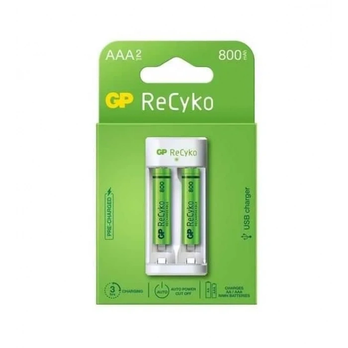 GP 2li 800mAh AAA Şarj Edilebilir Pil + USB Şarj Cihazı