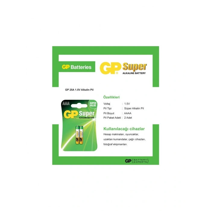 GP LR61 AAAA 25A Super Alkalin Pil 2’li 