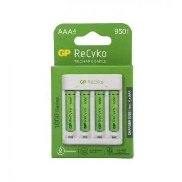 GP ReCyko+ 4lü 950mAh AAA Şarj Edilebilir Pil + USB Pil Şarj Cihazı