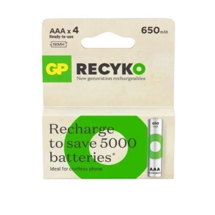 GP ReCyko 650 Serisi Şarjlı AAA İnce Kalem Pil 4lü