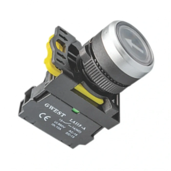 Gwest A5-10/3 22mm Start İşaretli Yaylı Buton Beyaz 1NO