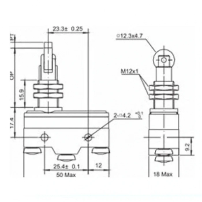 Gwest AZ-15GQ21-B Yan Dik Metal Makaralı Mikro Switch 15A 1NO + 1NC