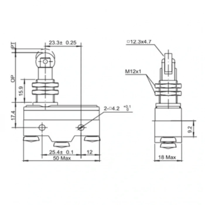 Gwest AZ-15GQ22-B Dikey Metal Makaralı Mikro Switch 15A 1NO + 1NC