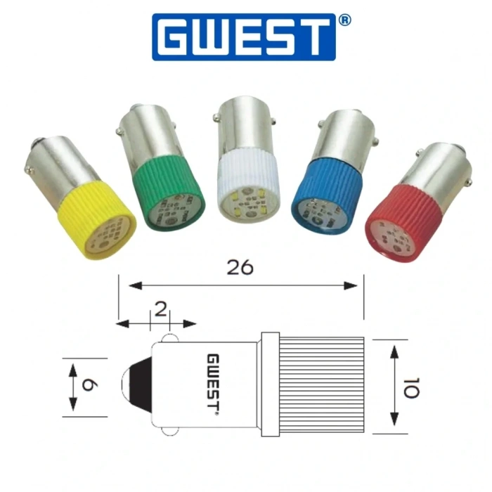 Gwest BA9SC-110V-K BA9S Led Ampul 110V Kırmızı