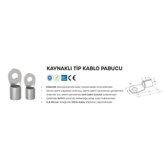 Gwest SKP-KT 2,5-6 Kaynak Tip Kablo Pabucu 4000 Adet