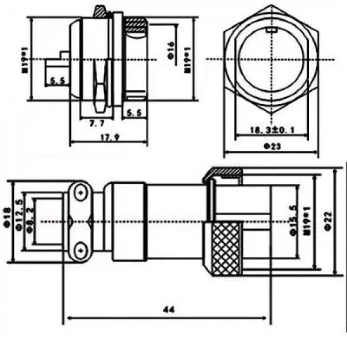 GX-20 14-Pin 20mm Mike Konnektör Takımı