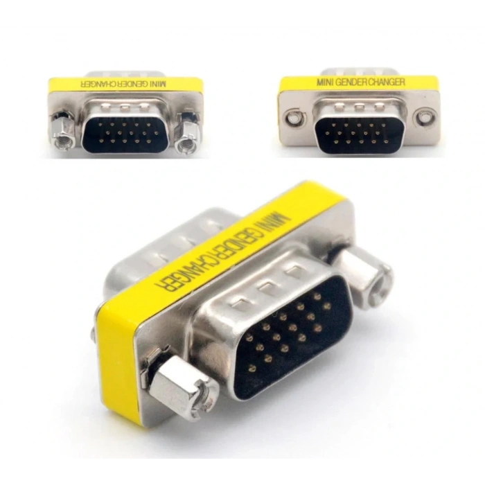 HD15 VGA-VGA Erkek-Erkek (M2M) 15 Pin Adaptör