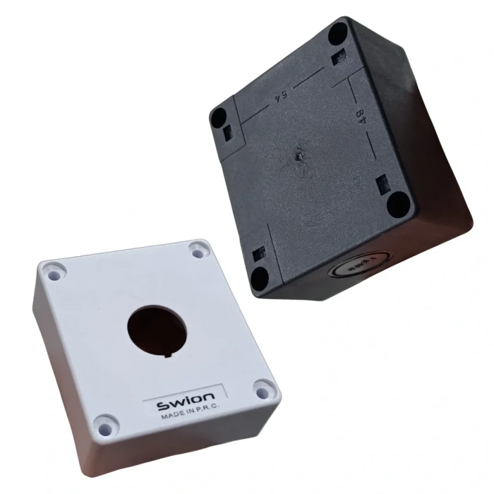 HJ9 22mm Buton Kutusu Gri-Siyah Tekli