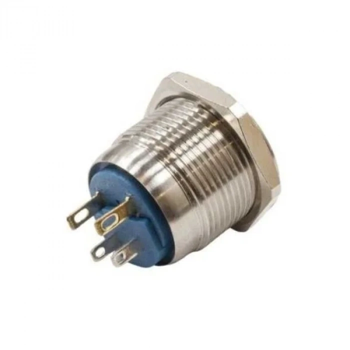 HJS19C 19mm Düz Yaylı Işıklı Metal Buton - Yeşil