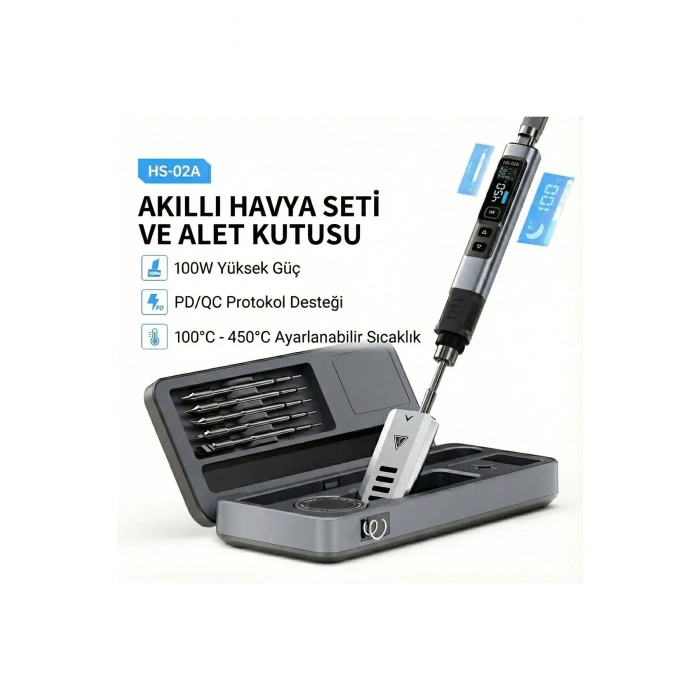 HS-02A Akıllı Havya 6 Uçlu ve Alet Kutusu