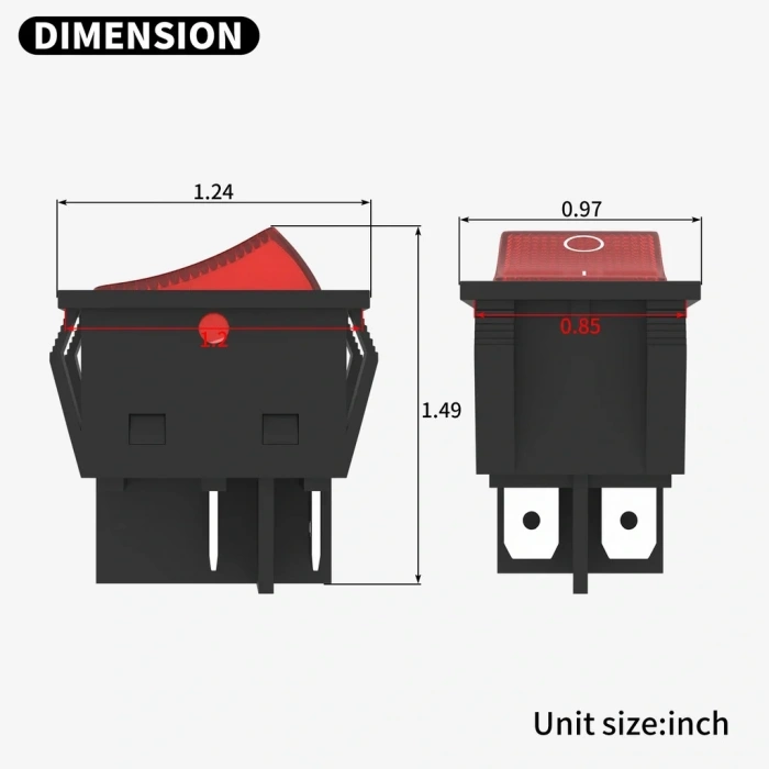 IC-104-S Geniş Işıklı Anahtar 30A 250V ON-OFF 4P