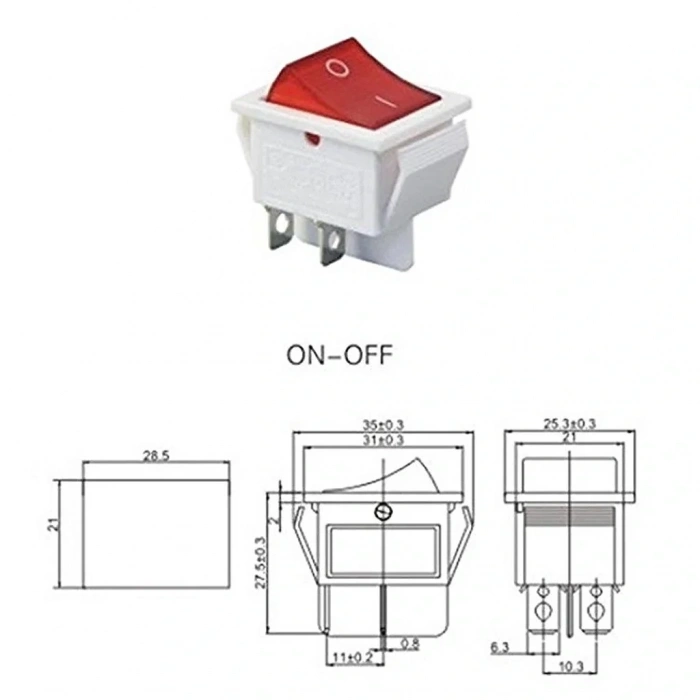 IC-104B Geniş Işıklı Anahtar On-Off Beyaz Kasa