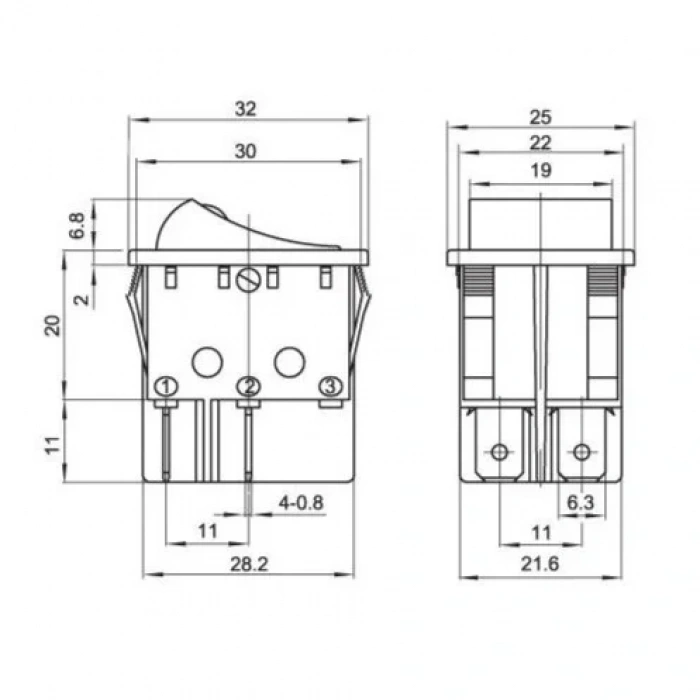 IC-104D 220V Geniş Nokta Işıklı Anahtar ON-OFF