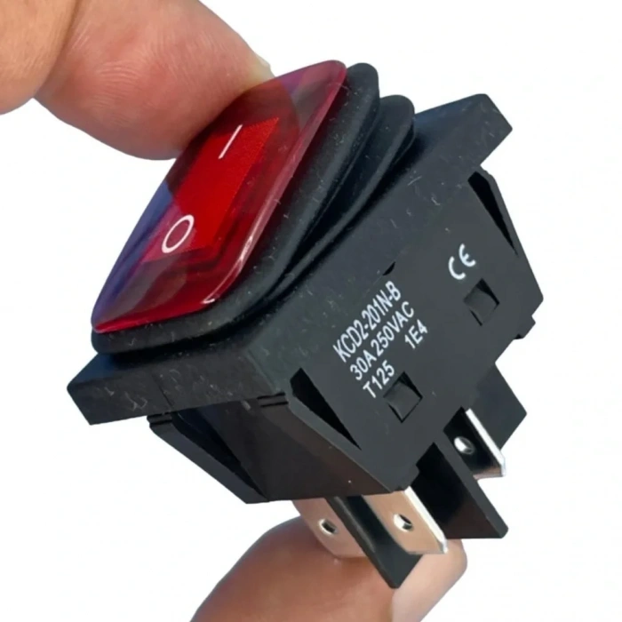 IC-104W-S Körüklü Geniş Işıklı Kırmızı Anahtar 30A ON-OFF 4P