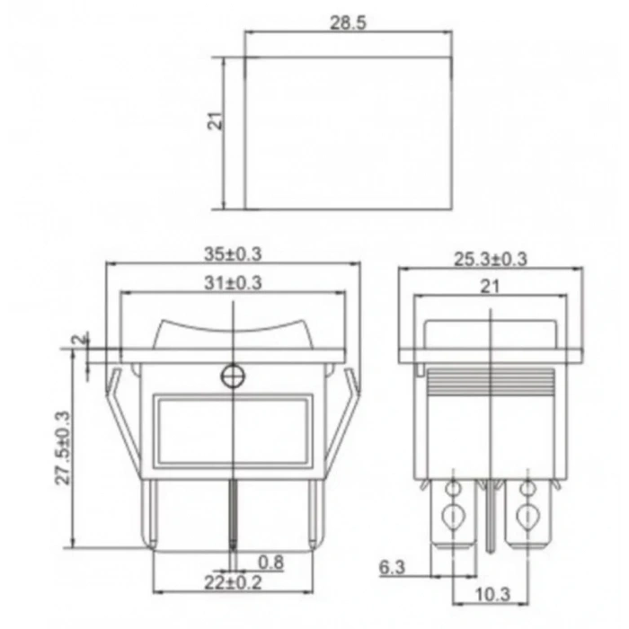 IC-110 Geniş Işıksız Yaylı Anahtar Mom-Off-Mom 6P