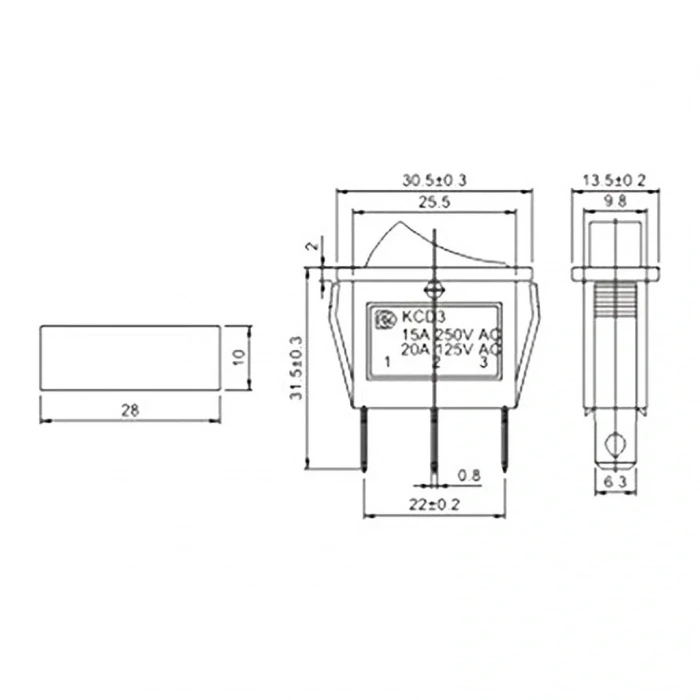 IC-113 Dar Işıklı Anahtar On-Off 3P